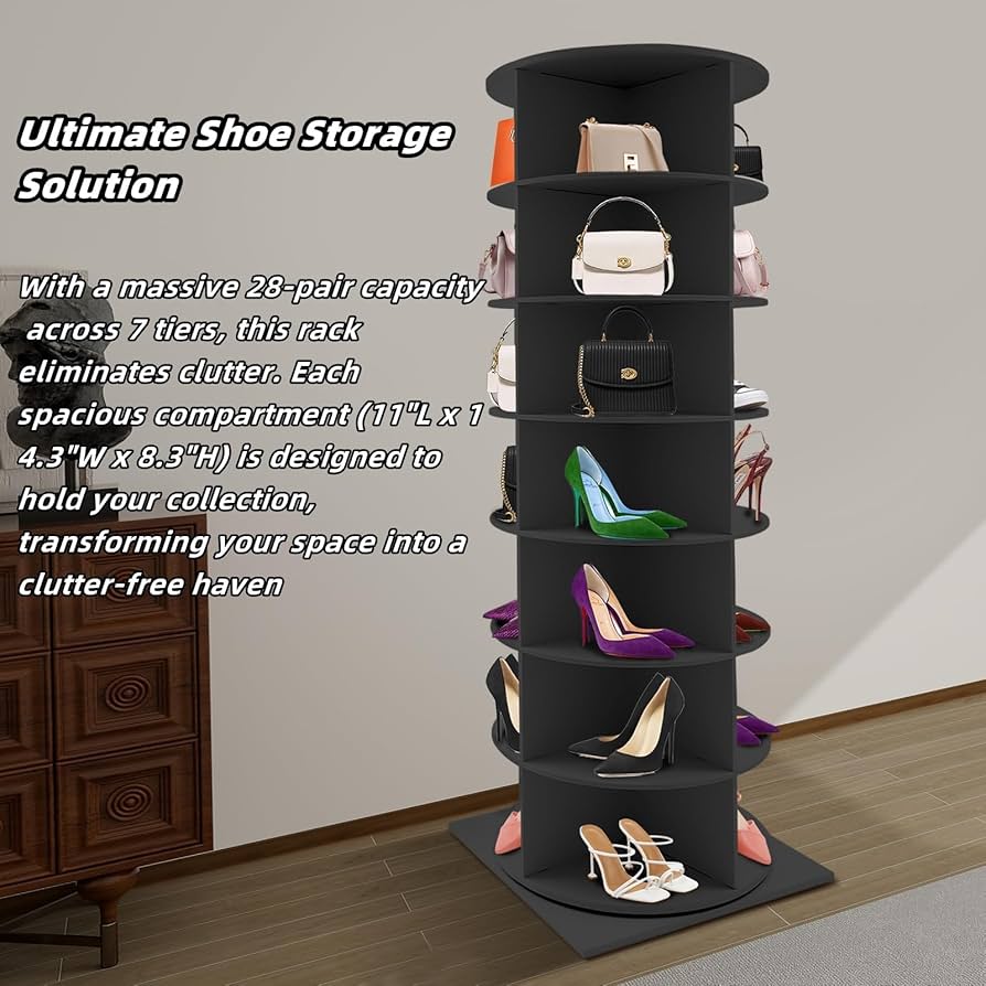 Amazon｜MEIWAIZX 7段回転シューズラック タワー 自立式 回転靴