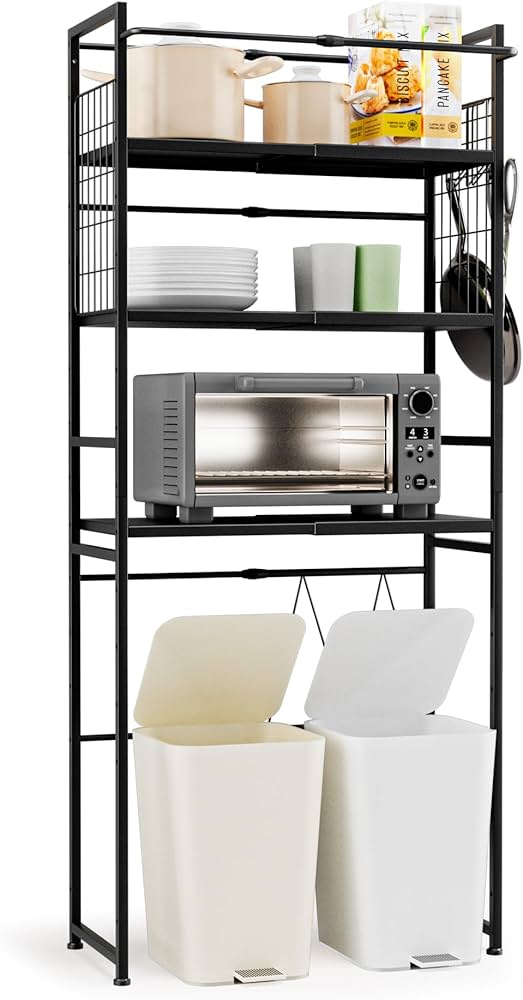 Amazon.co.jp: LORAK ゴミ箱上ラック 幅56～84cm伸縮 キッチン棚 左右