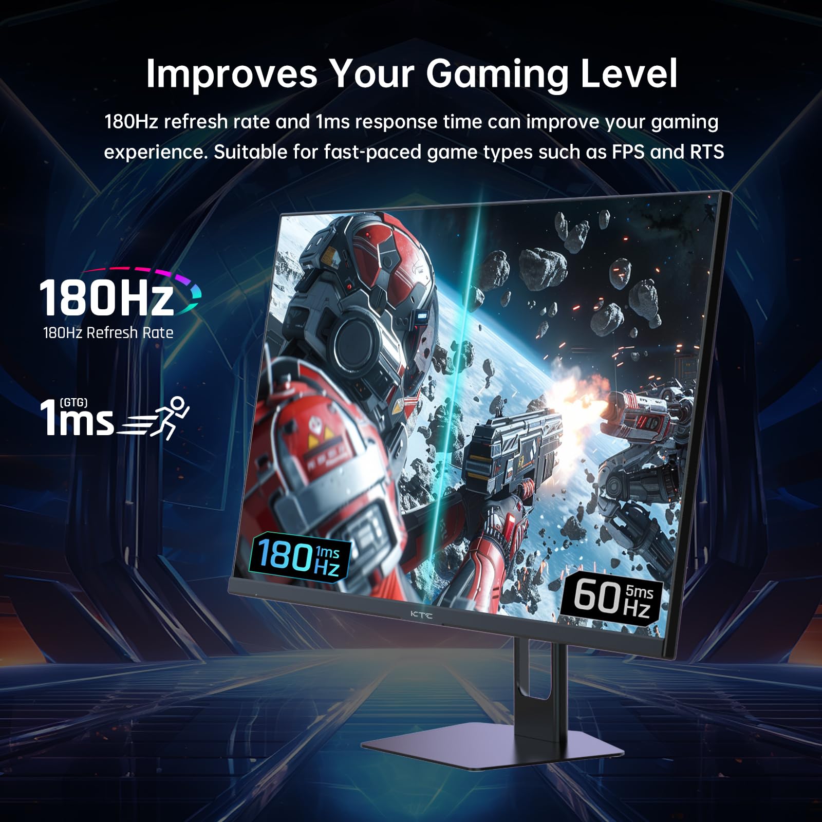 Amazon.co.jp: KTC 27 Inch QHD Gaming Monitor, 180Hz 1ms GTG Fast