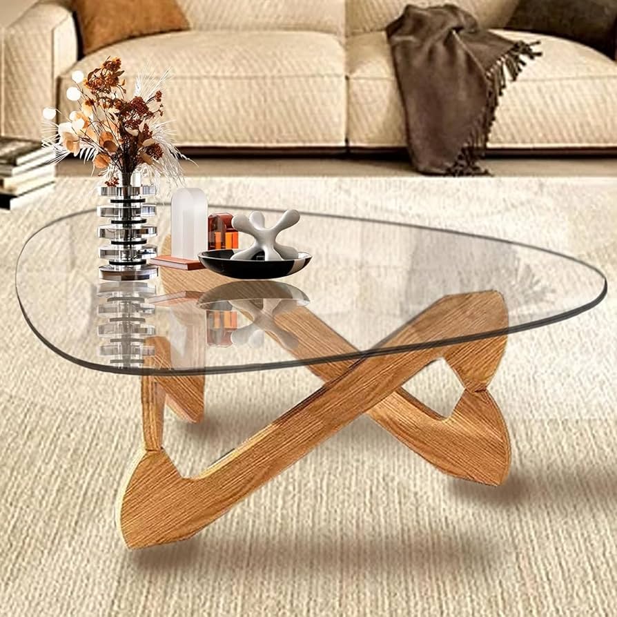 Amazon｜三角形のコーヒーテーブル、ミッドセンチュリーモダンガラス