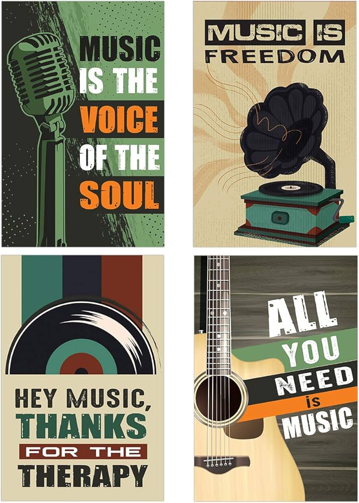 Chaka Chaundh - Vintage Music Poster Set of 4 - Olive Green - 18