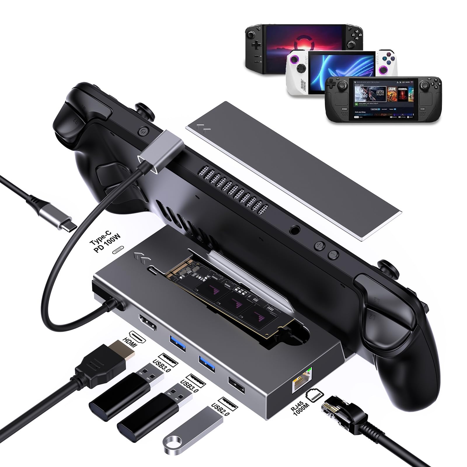 Amazon.com: GKI Steam Deck Dock with M.2 NVMe SSD, 7-in-1 Docking