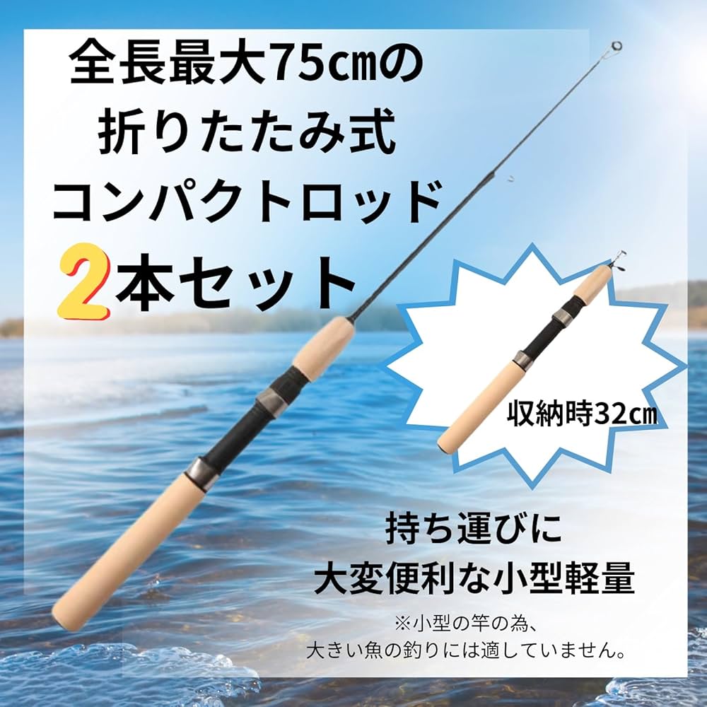 Amazon | SES H.I.S 釣り竿 コンパクトロッド 2本セット 折りたたみ 穴