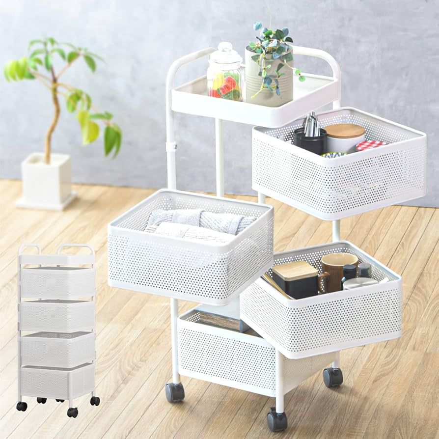 Amazon.co.jp: キッチンワゴン 収納カート キャスター付き 4段 天板