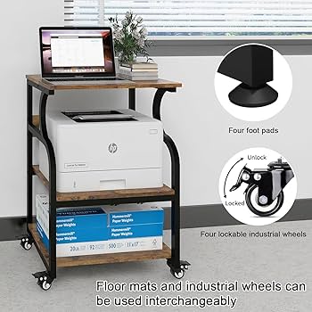 Amazon.co.jp: PUNCIA 3段 プリンター台 幅60cm 奥行50cm 高73cm