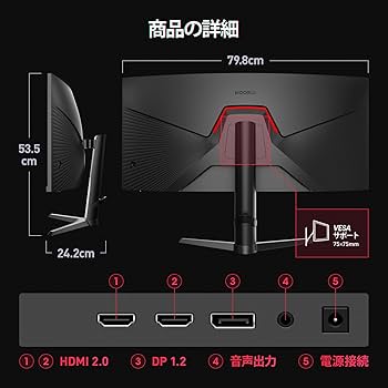 Amazon.co.jp: KOORUI曲面 ゲーミングモニター 34インチ UWQHD超ワイド