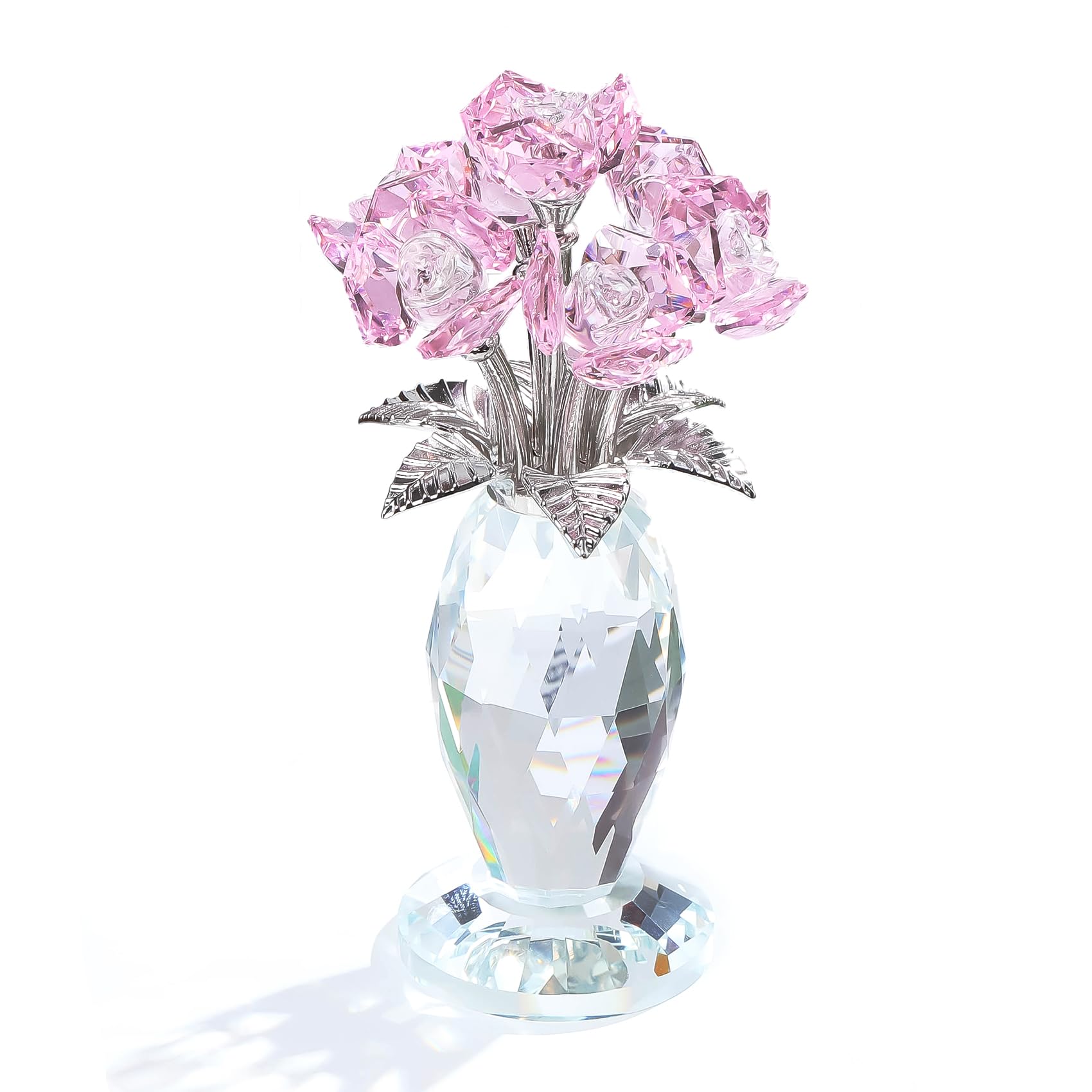 Amazon.co.jp: ピンククリスタルローズギフトガラスローズ置物 結婚