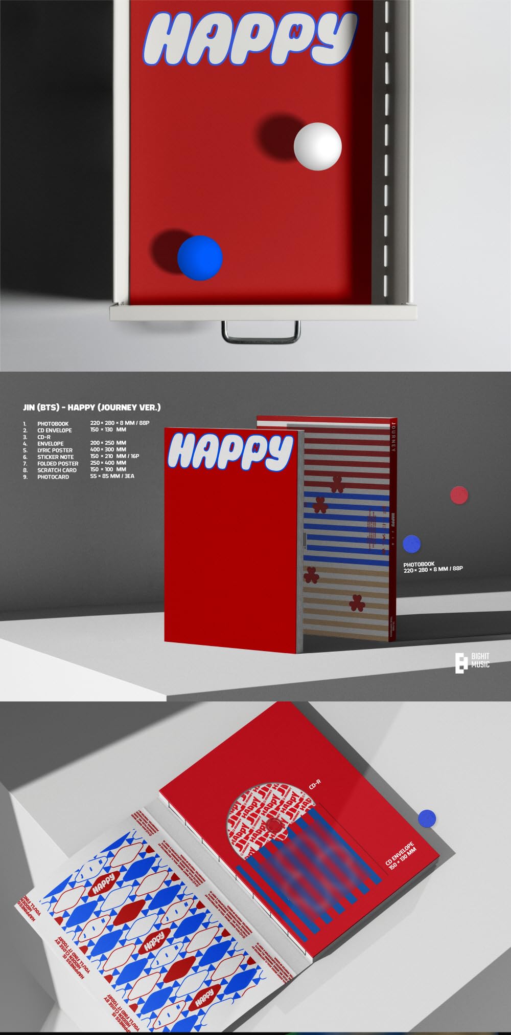 Amazon.com: JIN Happy 1st Album with Tracking Sealed BTS (Standard