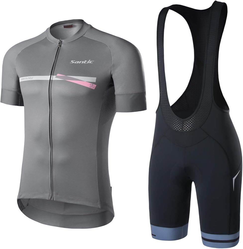 Amazon | Santic サイクルジャージ 上下セット 半袖 ビブショーツ 春夏