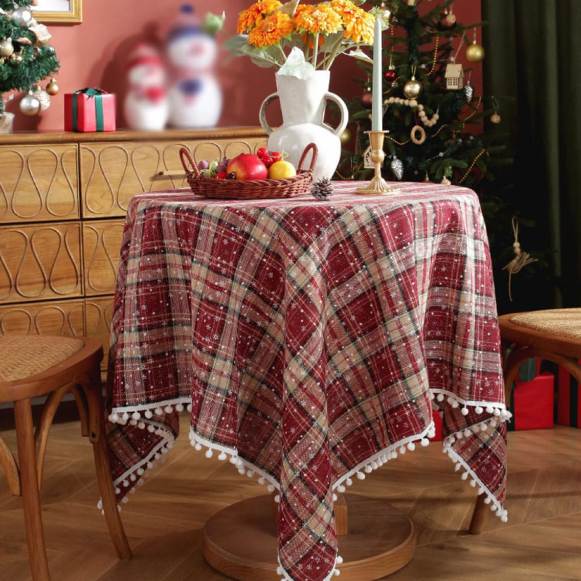 Jacquard ペイズリー チェック テーブルクロス Jacquard ペイズリー