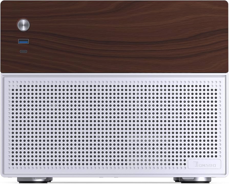 Amazon.co.jp: JONSBO N4 ホワイト NAS PCケース、ウォールナット