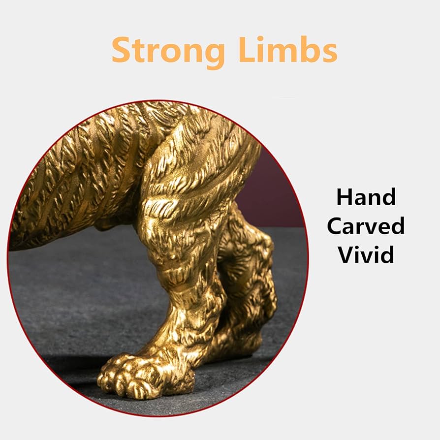 Amazon.co.jp: 真鍮の虎の飾り置物、天使の羽を持つ虎の彫刻、ブロンズ