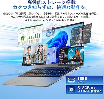 Amazon.co.jp: ノートパソコン 日本語キーボード Office 2024搭載 16GB