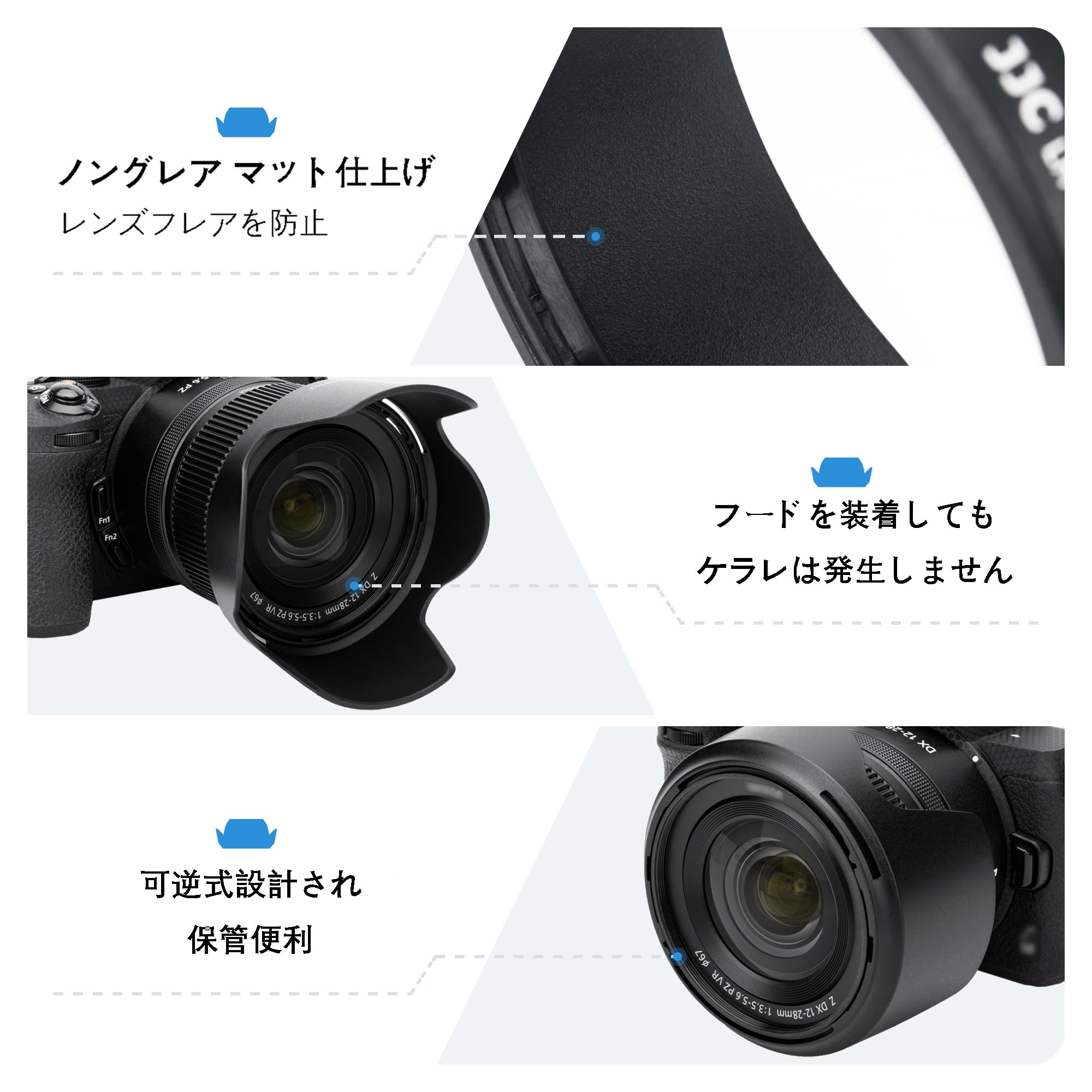Amazon | JJC HB-112 レンズフード 可逆式 Nikon NIKKOR Z DX 12-28mm