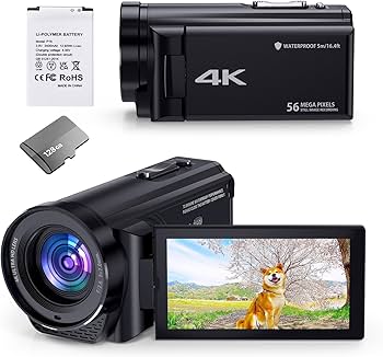 Amazon | ビデオカメラ 4k 小型 5600万画素 本機防水 防塵 耐衝撃 充電