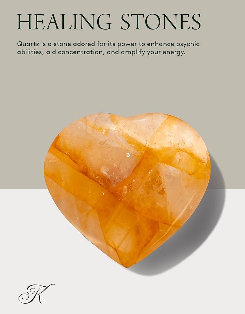 Amazon.com: KALIFANO Golden Healer Quartz Heart - Worry Stone with