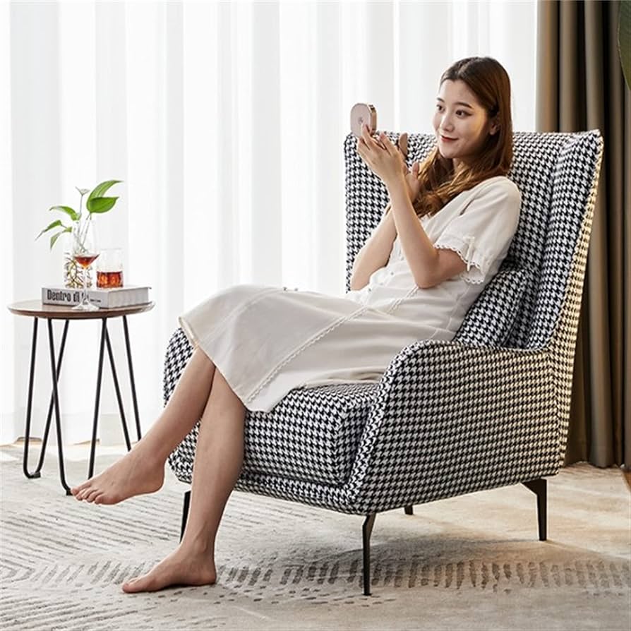 Amazon｜ソファー椅子 シングルソファチェア千鳥格子モダンな怠惰な