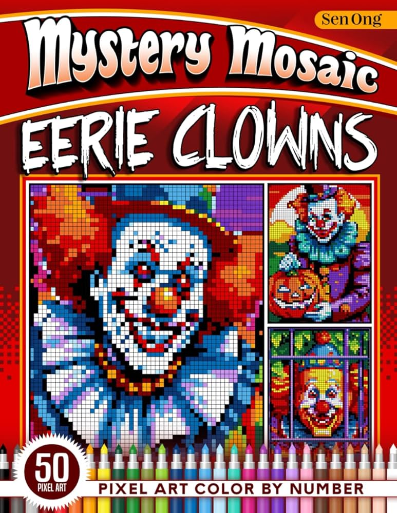 Amazon.com: Eerie Clowns Mystery Mosaics Color by Number: 50 Pixel