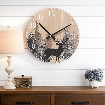 Amazon.co.jp: SwallowLiving キャビン 鹿 壁掛け時計 12インチ