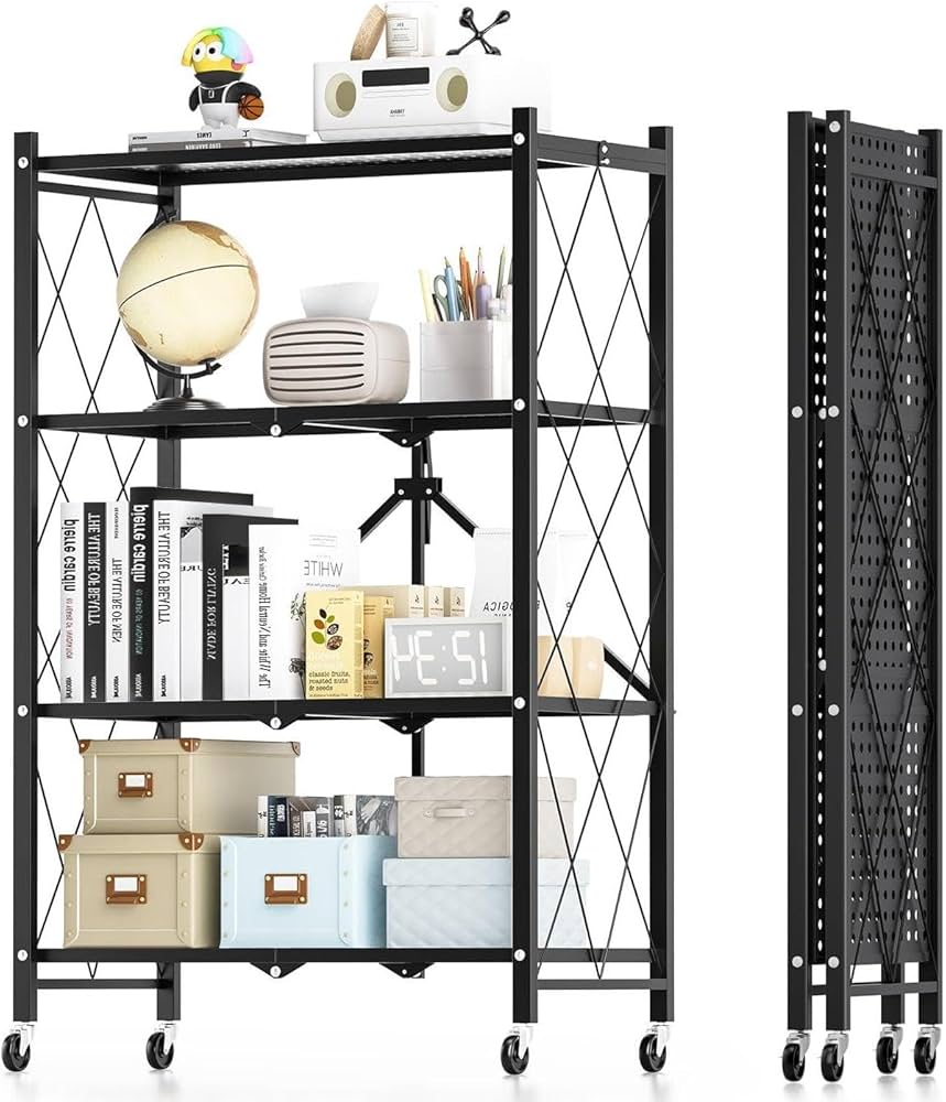 Amazon｜折りたたみラック 収納ラック スチールラック 棚 4段 幅71x