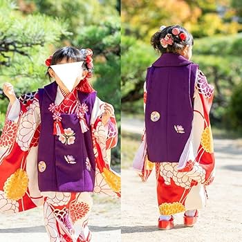 Amazon.co.jp: 七五三 3歳 女の子 着物 フルセット 古典 レトロ 紫 赤
