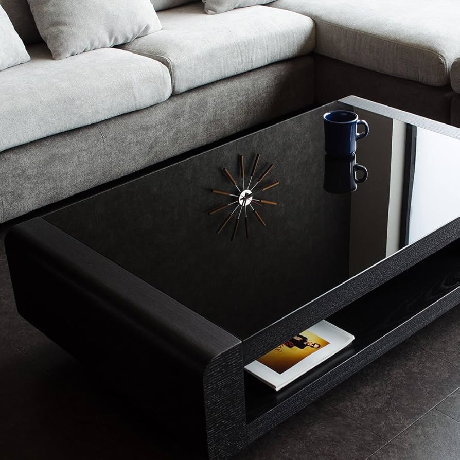 Amazon.co.jp: lushroom センターテーブル モダン ガラス 黒 120