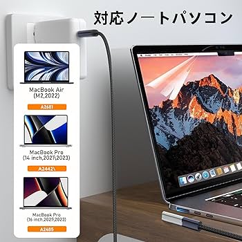 Amazon.co.jp: USB Type C Magsafe3 対応140W 電源アダプタ 磁気充電 T