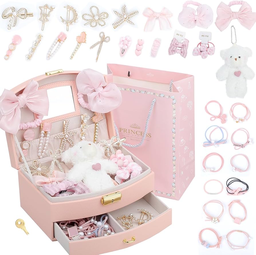 Amazon | Sitengle ヘアアクセサリーセット かわいい 収納ボックス付き