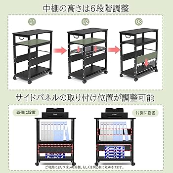 Amazon.co.jp: パソコンワゴン pcワゴン キャスター付き デスク 3段