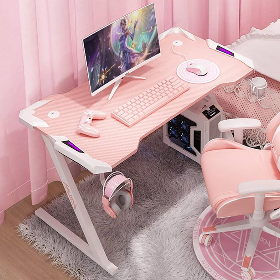 Amazon | MOMAKQ ゲーミングデスク パソコンデスク 雰囲気ledライト