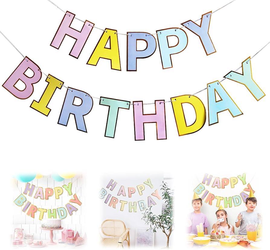 Amazon.co.jp: マカロン色 ペーパー誕生日 飾り付け（Happy Birthday