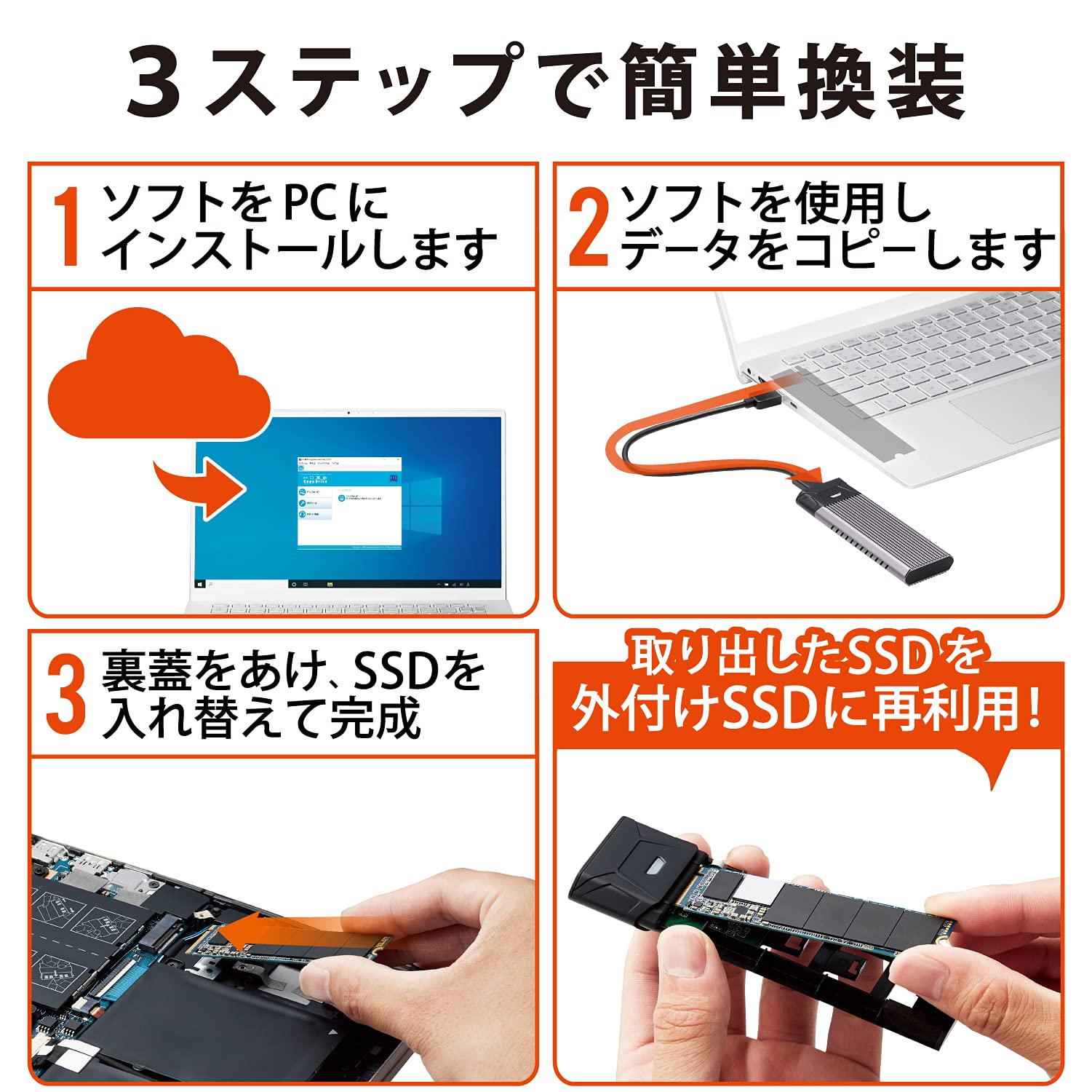 Amazon | エレコム 内蔵SSD 1TB M.2 2280 PCIe接続 HDDケース付 データ