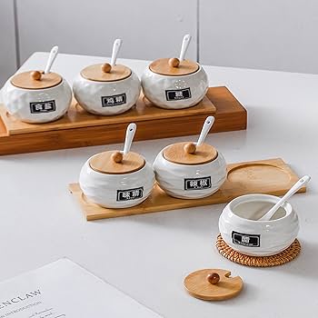 Amazon｜Ecocoer調味料入れ おしゃれ 陶器 塩 コショウ 砂糖入れ 調味