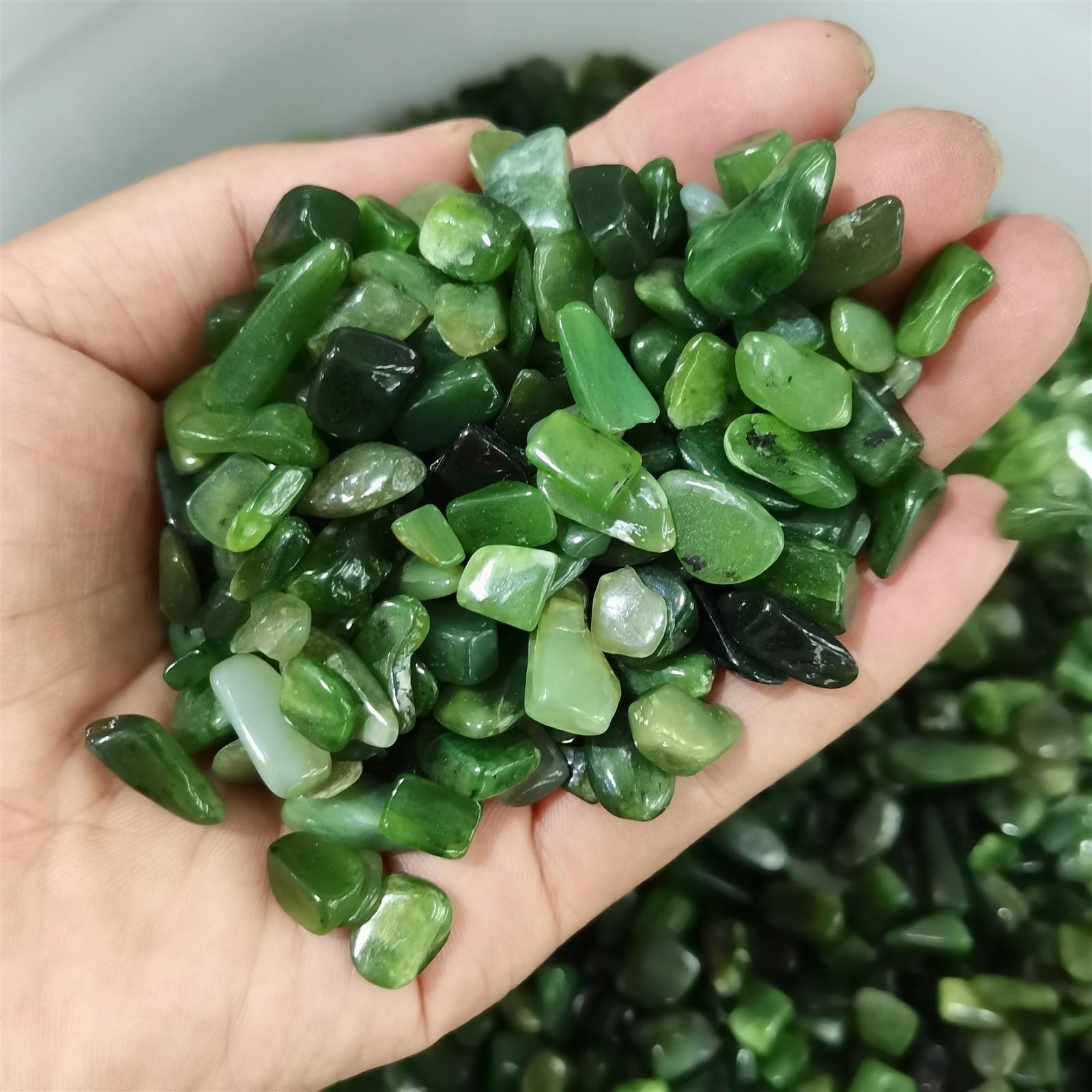 Amazon.co.jp: 天然石 天然グリーンジャスパー石研磨不規則なタンブル