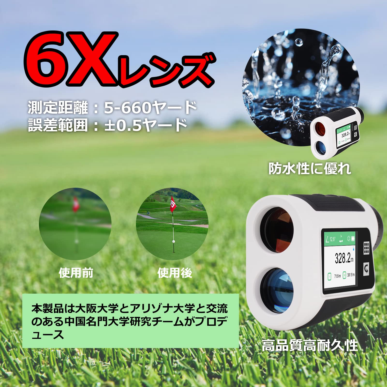 Amazon.co.jp: 【新型 ゴルフ距離計 日本語音声機能付き】 ゴルフ 距離