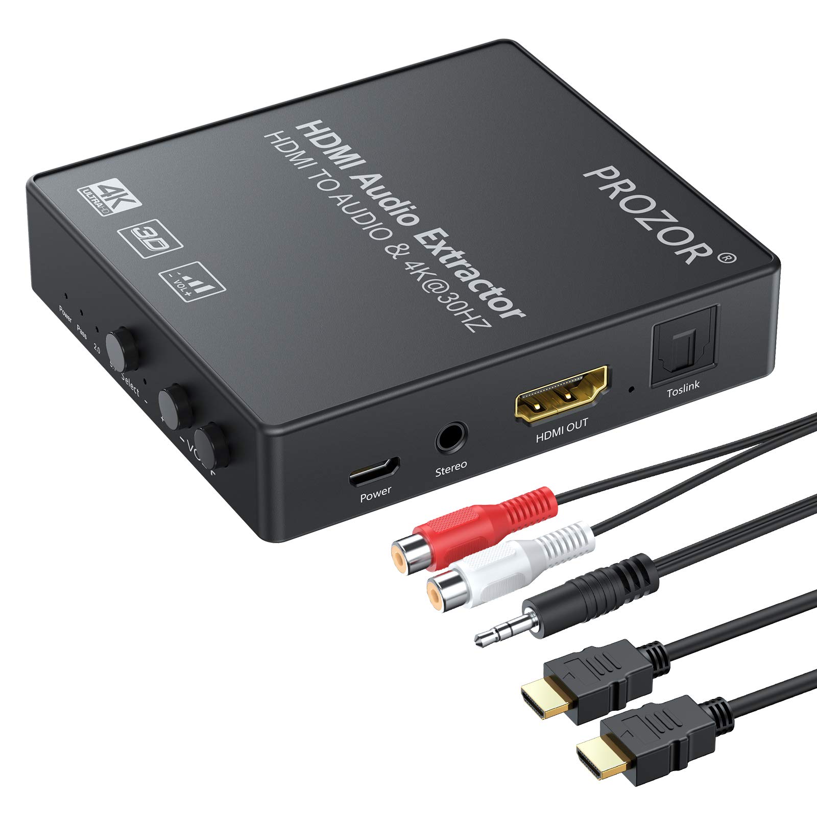 Amazon | PROZOR HDMI 音声分離器 音量調整でき 4K@30Hz 5.1ch対応 3.5
