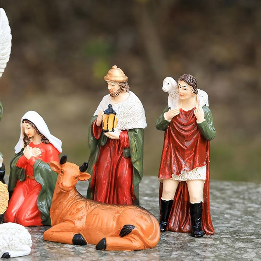Amazon.co.jp: 樹脂製キリスト降誕シーン、聖家族の置物 - 樹脂製