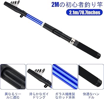 Amazon | 釣りセット 2本の2.1M釣り竿セット 初心者 ロッド・リール