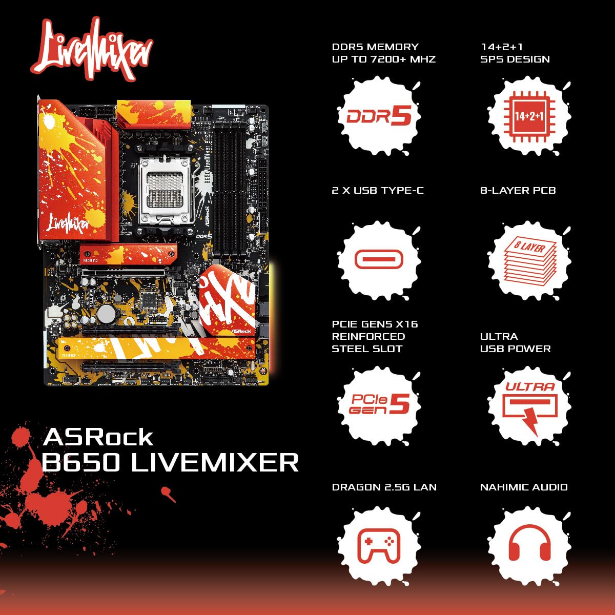 Amazon | ASRock マザーボード B650 LiveMixer AMD Ryzen 7000
