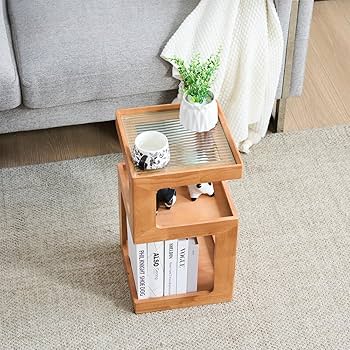 Amazon.co.jp: ナイトテーブル ガラス天板 ベッドサイドテーブル 3段