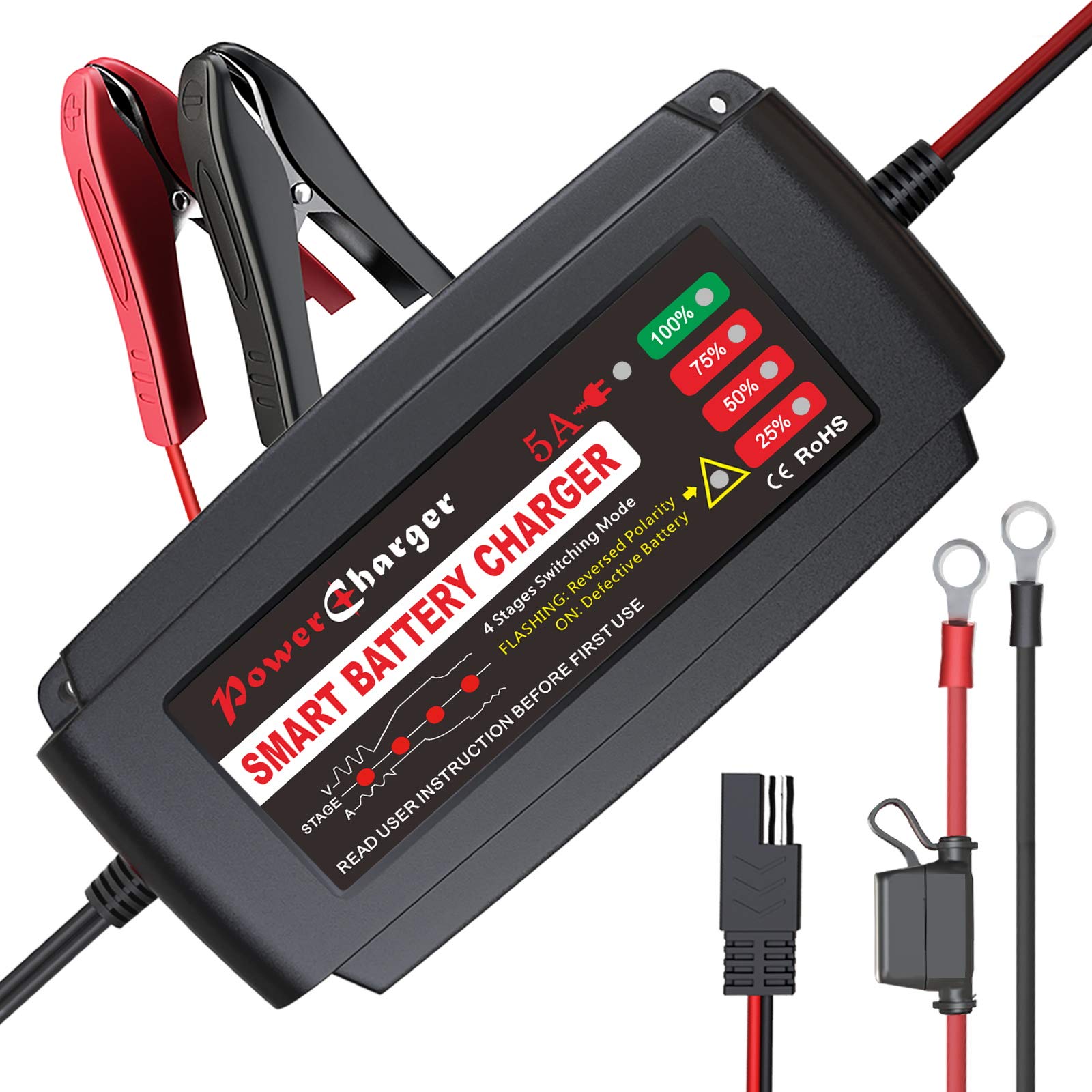 Amazon.co.jp: LST 12V バッテリー充電器 5A バッテリーチャージャー