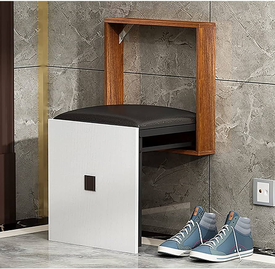 Amazon.co.jp: WJW 玄関用折りたたみ椅子 天然木 壁掛け式 変更靴