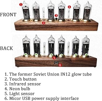 Amazon.co.jp: LEDグロー真空管時計6桁キットニキシー管時計