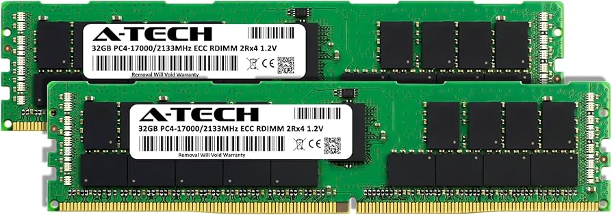 A-Tech 64GB Kit (2x32GB) DDR4 2133MHz PC4-17000 ECC RDIMM 2Rx4