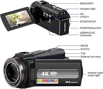 Amazon | デジタル ビデオカメラ 4K DVビデオカメラ 4800万画素 防震