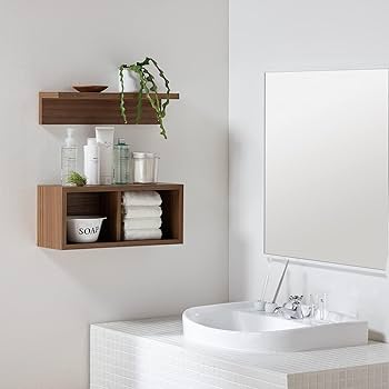 Amazon｜無印良品 壁に付けられる家具棚 ウォールナット材突板 幅44