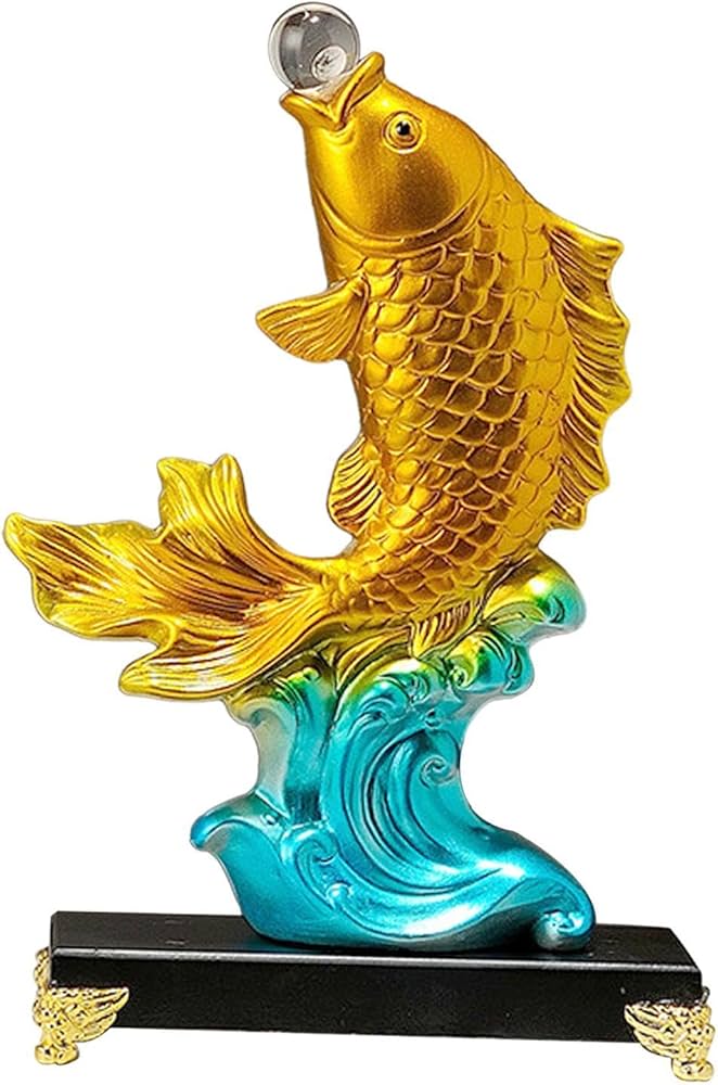 Amazon.co.jp: Kuntesetty ホームディスプレイ用の鯉の彫刻, 金