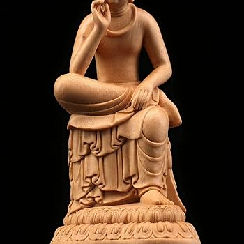 Amazon｜弥勒菩薩 置物 桧木製 木彫り 原木色 半跏思惟像 仏像