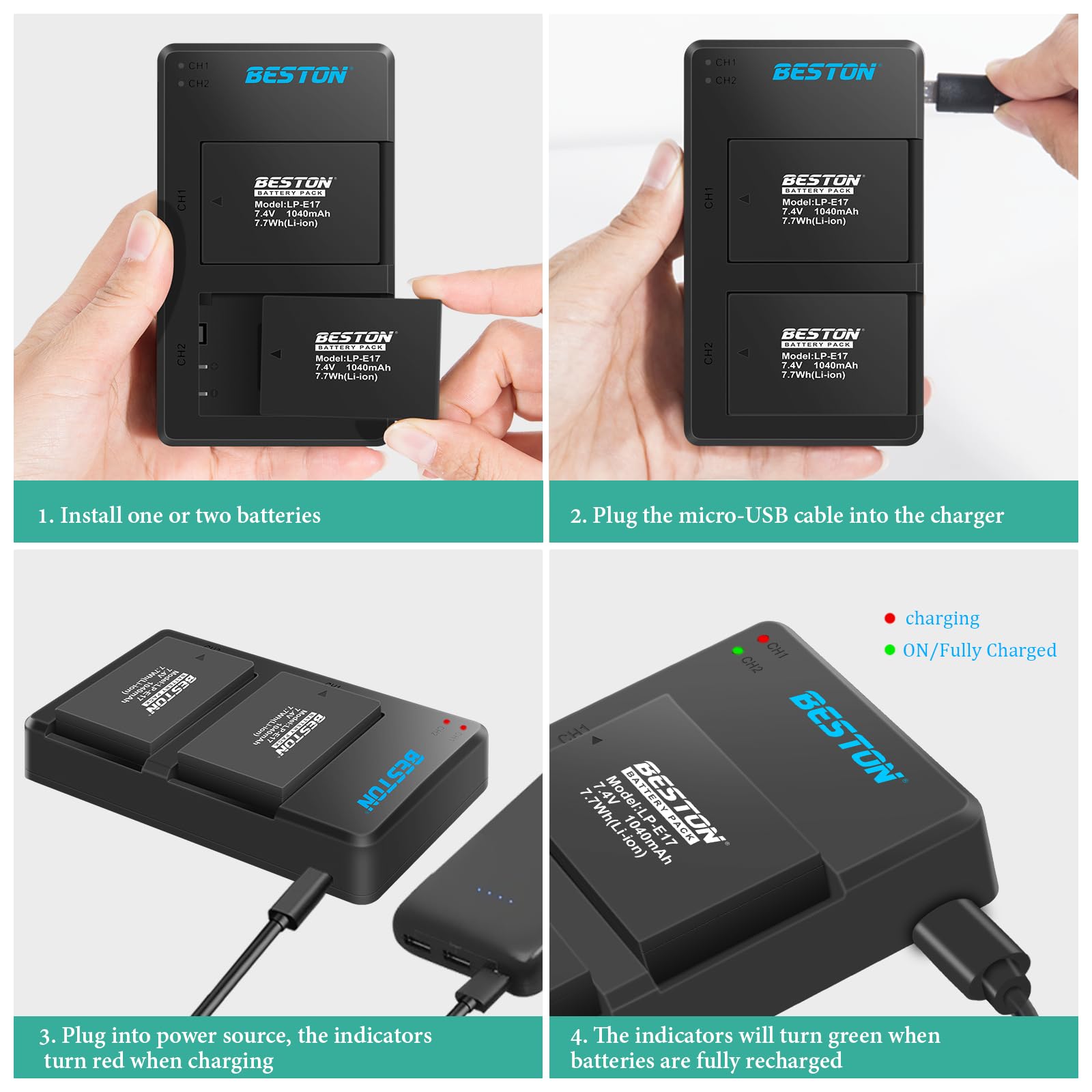 Amazon.co.jp: BESTON LP-E17 バッテリーパックと高速USB充電器 Canon