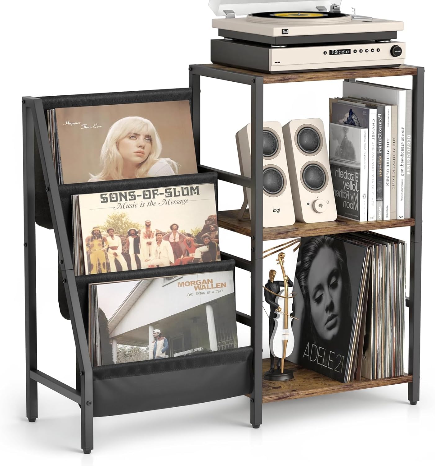 Amazon.co.jp: レコード収納ラック、3段レコードラック、200枚の